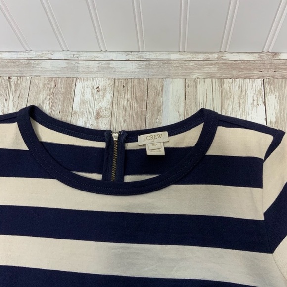 J. Crew faux leather pocket blue striped dress! - Picture 2 of 9